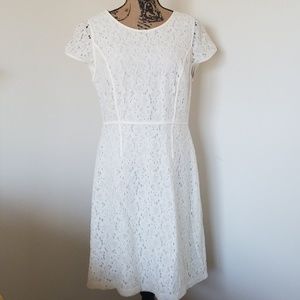Midi cream colored cap sleeved dress